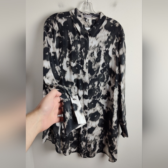 NWT Erfo tunic shirt abstract print blouse top trendy 22 Plus size new cupro - Picture 15 of 16